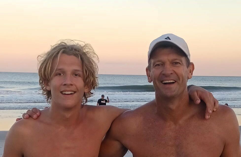 Thor Gyulai-Summers, left and his father, Andor Gyulai, were thrilled to pair up as a team and go undefeated in a recent AA Jacksonville Beach volleyball tournament.